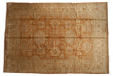 Lustrous copper field vintage Indian Oushak design carpet with allover floral palmettes and cartouche border.