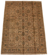 Vintage Tea Washed Agra carpet border and field with scrolling palmettes and abrashes.