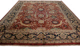 Angled view of a vintage Indian Isfahan carpet showcasing its lustrous wool pile and intricate design.