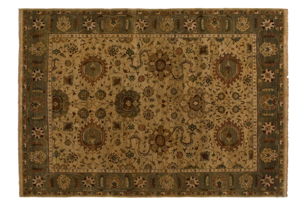 9.5x13.5 Vintage Tea Washed Indian Sultanabad Design Carpet // ONH Item mc001825