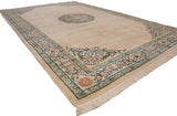 Oversize Japanese Peking carpet viewed at an angle, showing the full design and its plush, even pile.