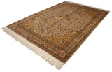Angled perspective of the Bulgarian Isfahan carpet's dense floral pattern and complex border design.
