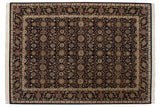 Hand-knotted Vintage Agra carpet, rich allover floral palmettes on a black field, 10'3