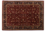 Rich wine red Indian Mohajeran Sarouk carpet with allover scrolling floral pattern.