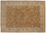 Indian Oushak carpet, bronze and ivory field, palmettes, cloudbands, vinery, 9'10