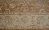 Ivory border showcasing delicate floral bud vinery, meeting a bronze field with expressive serrated palmettes.