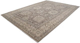 Hand knotted Persian design carpet corner, ivory floral border, silver palmettes, intact selvage.