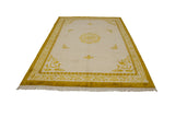 Saffron yellow butterfly border, pearl inner border, and corner plant motifs.