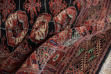 High sheen and plush, silk-like texture of a fine vintage Bokhara carpet's wool pile.