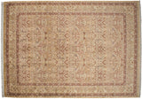 Vintage Pakistani Kerman design carpet with floral blossoms and lovebirds on an antique ivory field.