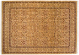 Intricate floral borders and ivory field on the corner of a vintage Pakistani Kerman carpet.