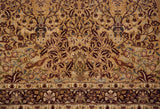 Intricate floral pattern with lovebirds in shades of burgundy, slate silver, and olive green.