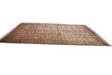 Long perspective view of the vintage Pakistani Isfahan carpet's intricate floral pattern.