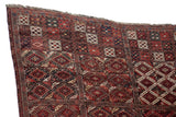 Original fringe and intact side cord selvage on a fine Turkmen Beshir collector carpet.
