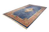 Fine Japanese Savonnerie carpet, sky blue field, central cameo medallion, and rose bouquets, 12x20.