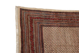 Vintage Persian Mir Sarouk rug corner with intact side selvage, ivory field, and diminutive botehs.