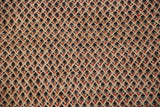 Vintage Mir Sarouk carpet detail, diminutive red, navy, green botehs in staggered rows.