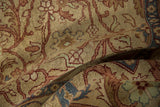 High-luster wool pile and scrolling vinery on a vintage hand-knotted Indian carpet.