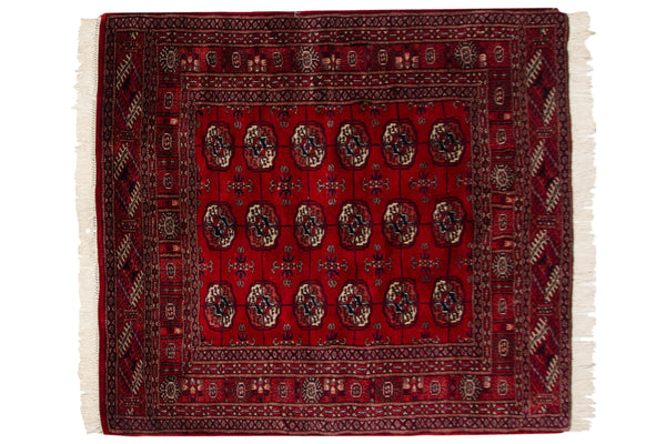 4x4.5 Vintage Fine Bokhara Square Rug // ONH Item mc001971