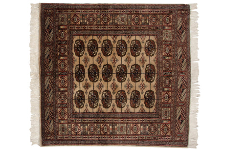 4x4.5 Vintage Fine Bokhara Square Rug // ONH Item mc001975