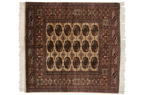 4x4.5 Vintage Fine Bokhara Square Rug // ONH Item mc001975