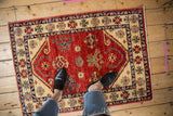 A new Pakistani Caucasian rug with gem-like clarity, shown from above to demonstrate scale.