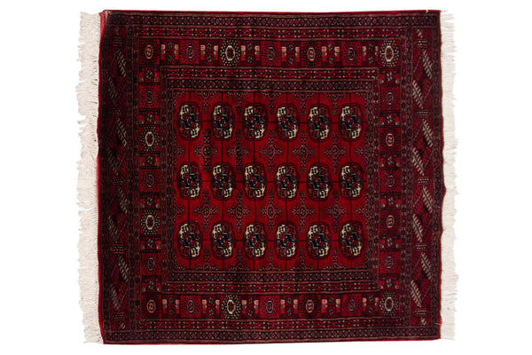 4x4.5 Vintage Fine Bokhara Square Rug // ONH Item mc001990