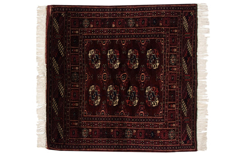 3x3 Vintage Fine Bokhara Square Rug // ONH Item mc002017