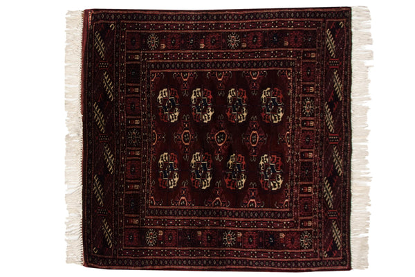 3x3 Vintage Fine Bokhara Square Rug // ONH Item mc002017