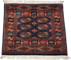 2.5x2.5 Vintage Fine Bokhara Square Rug Mat // ONH Item mc002021 Image 4