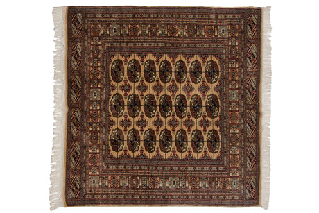 5x5.5 Vintage Fine Bokhara Square Rug // ONH Item mc002028
