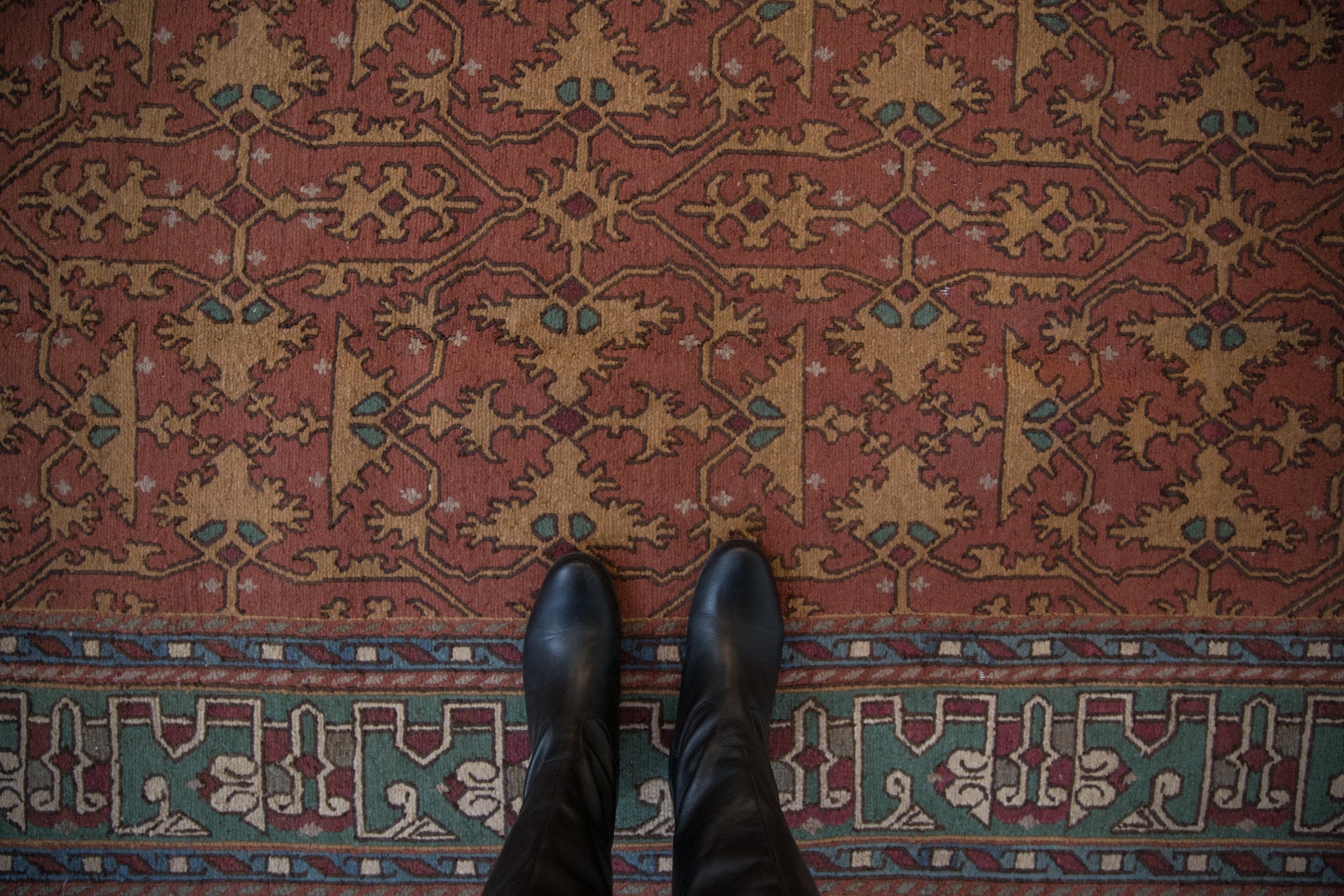 8x10 Vintage Tea Washed Indian Lotto Soumac Design Carpet // ONH Item mc002049 Image 1