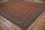 Indian Lotto Soumac rug corner, madder red field and pistachio border.