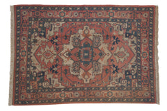 6.5x9 Vintage Tea Washed Indian Serapi Soumac Design Carpet // ONH Item mc002050
