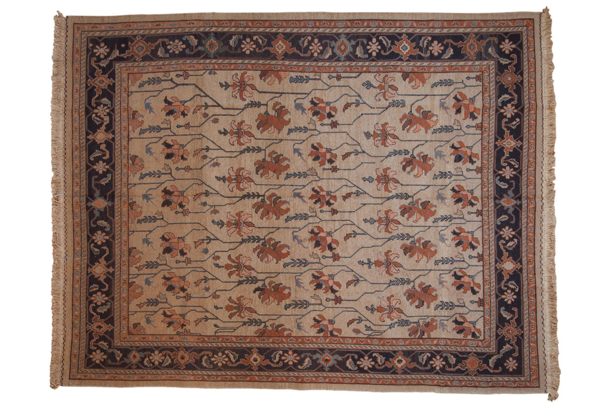8x10 Vintage Tea Washed Indian Serapi Soumac Design Carpet // ONH Item mc002052
