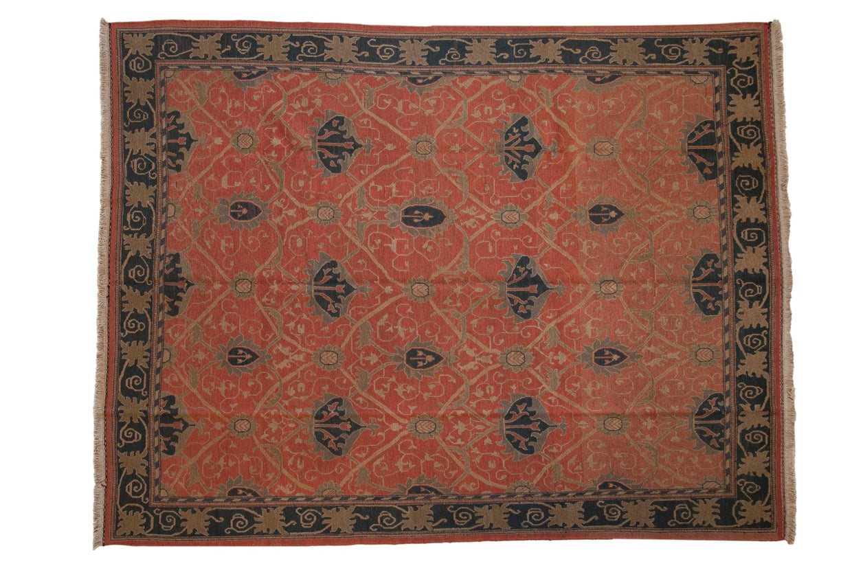 9x12 Vintage Tea Washed Indian Arts And Crafts Soumac Design Carpet // ONH Item mc002055