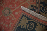 Original side cord selvage and cream fringe on a vintage Arts and Crafts Soumac rug.