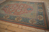 Serapi Soumac rug border with dusty teal, madder rust Turtle Samovar, pawn motifs.