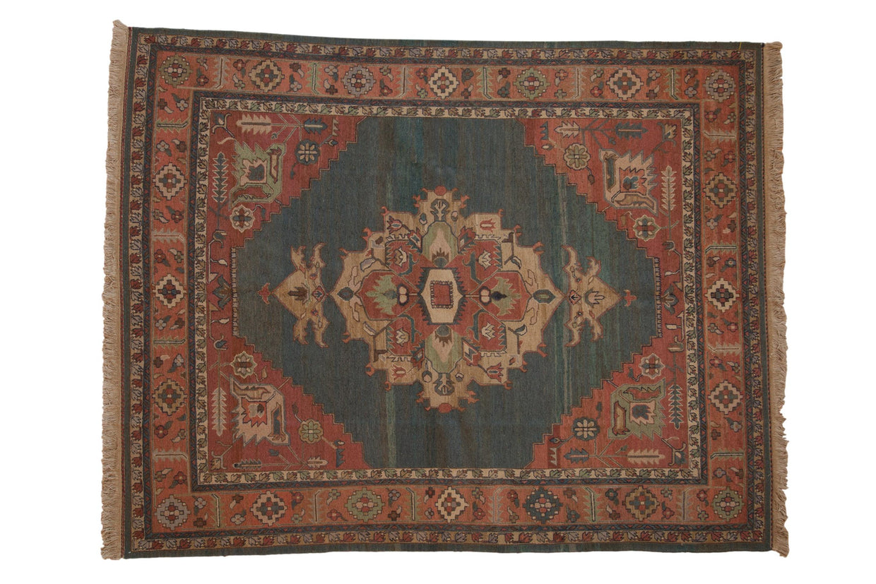 8x10 Vintage Tea Washed Indian Serapi Soumac Design Carpet // ONH Item mc002060