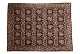 Vintage Chainstitch Carpet, dark brown field, scrolling floral vines and bird border, 8'10