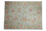 Vintage Chainstitch rug, light blue field with pastel floral sprays and green tendrils, 8'8