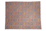 Vintage Chainstitch Carpet, dusty mauve trellis with saffron yellow and powder blue floral sprays, 7'9