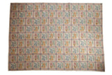 Hand woven vintage Chainstitch carpet, ivory grid with pastel floral motifs, measuring 8'9