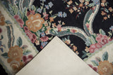 Vintage Chainstitch Carpet with curvilinear floral design and cotton canvas backing.