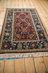 Hand knotted Armenian Joshegan rug showing its full pile and intricate turtle design elements.