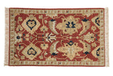 Vintage Armenian Sultanabad design rug with large palmettes on a terracotta red field, size 3' x 5'.