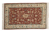Vintage Armenian Lilihan rug with a copper field, central palmette, and a detailed floral ivory border.