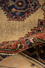 Detailed view of the rust and navy vine border, highlighting the rug's fine, full wool pile.