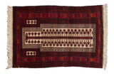 Vintage Pakistani Belouch prayer rug, ivory tree-of-life with snowflake leaves, cherry red borders.