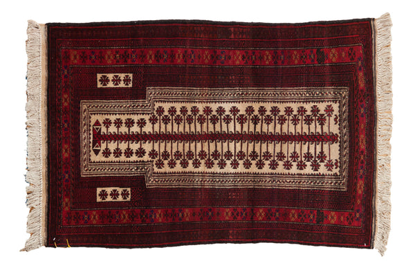 3x4.5 Vintage Pakistani Belouch Design Rug // ONH Item mc002113